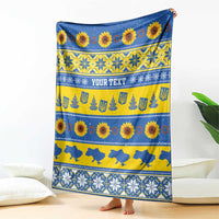 Ukraine Christmas Blanket Tryzub With Map Folk Pattern - Wonder Print Shop