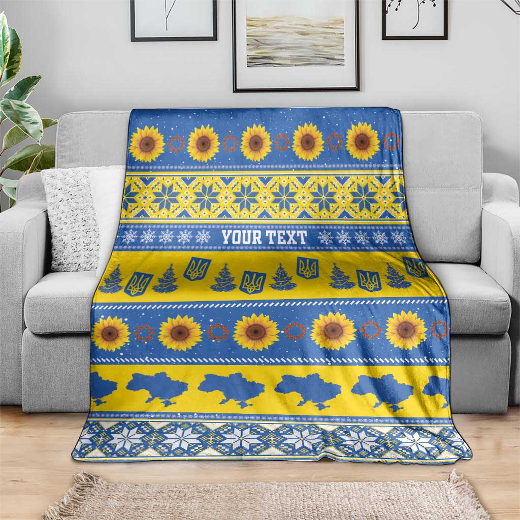 Ukraine Christmas Blanket Tryzub With Map Folk Pattern - Wonder Print Shop