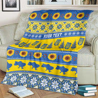 Ukraine Christmas Blanket Tryzub With Map Folk Pattern - Wonder Print Shop