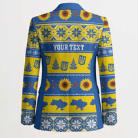 Personalised Ukraine Christmas Blazer Tryzub With Map Folk Pattern - Wonder Print Shop