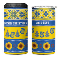 Personalised Ukraine Christmas 4 in 1 Can Cooler Tumbler Tryzub With Map Folk Pattern - Wonder Print Shop