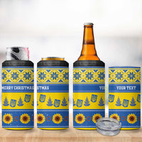 Personalised Ukraine Christmas 4 in 1 Can Cooler Tumbler Tryzub With Map Folk Pattern - Wonder Print Shop