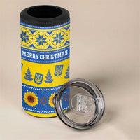 Personalised Ukraine Christmas 4 in 1 Can Cooler Tumbler Tryzub With Map Folk Pattern - Wonder Print Shop