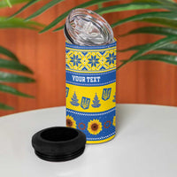 Personalised Ukraine Christmas 4 in 1 Can Cooler Tumbler Tryzub With Map Folk Pattern - Wonder Print Shop