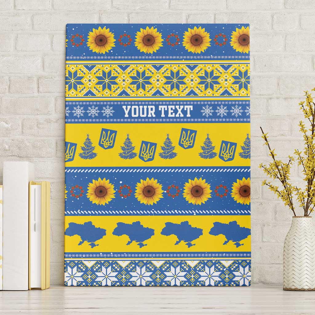 Ukraine Christmas Canvas Wall Art Tryzub With Map Folk Pattern - Wonder Print Shop