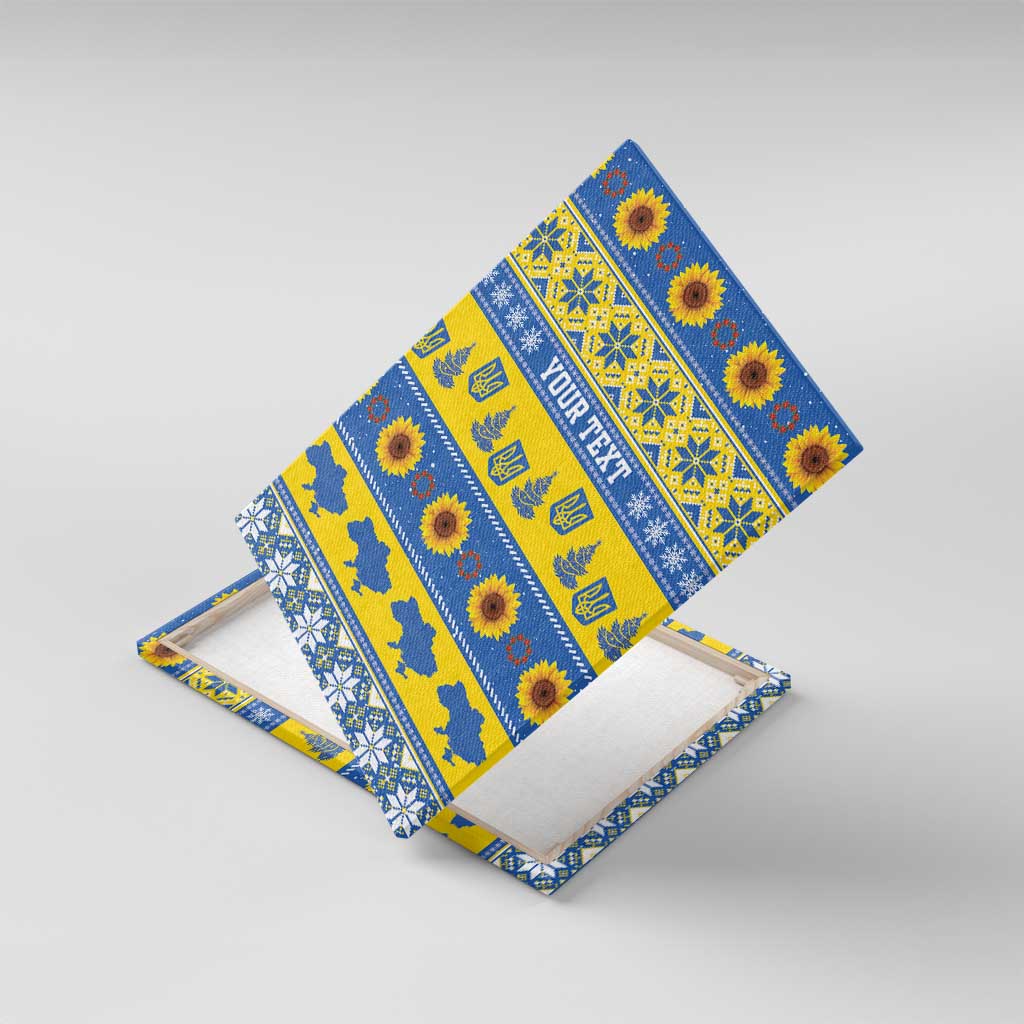 Ukraine Christmas Canvas Wall Art Tryzub With Map Folk Pattern - Wonder Print Shop