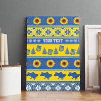 Ukraine Christmas Canvas Wall Art Tryzub With Map Folk Pattern - Wonder Print Shop