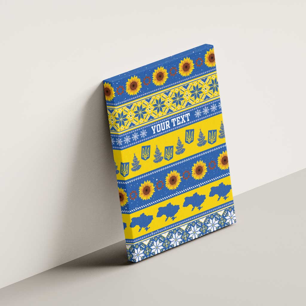 Ukraine Christmas Canvas Wall Art Tryzub With Map Folk Pattern - Wonder Print Shop