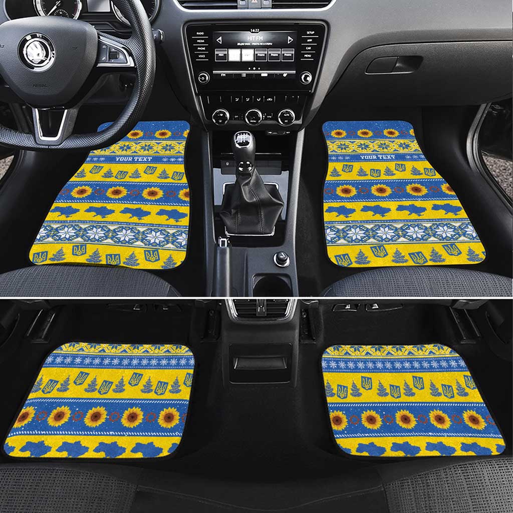 Personalised Ukraine Christmas Car Mats Tryzub With Map Folk Pattern - Wonder Print Shop