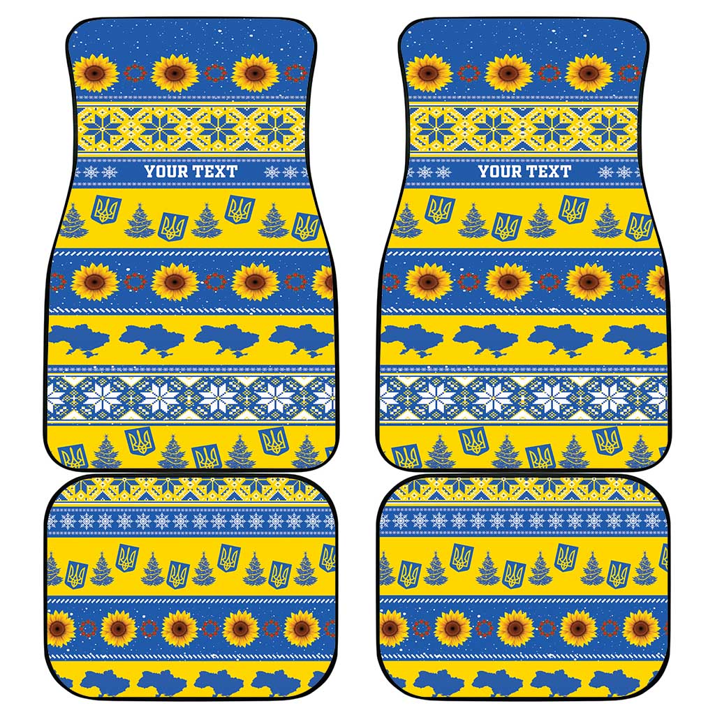 Personalised Ukraine Christmas Car Mats Tryzub With Map Folk Pattern - Wonder Print Shop