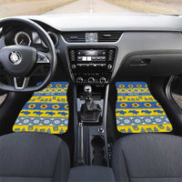 Personalised Ukraine Christmas Car Mats Tryzub With Map Folk Pattern - Wonder Print Shop
