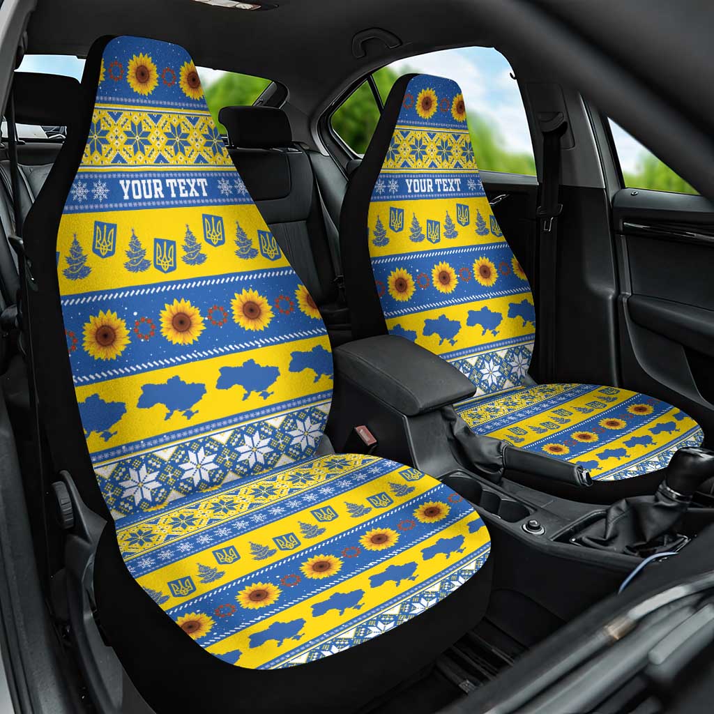Ukraine Christmas Car Seat Cover Tryzub With Map Folk Pattern - Wonder Print Shop