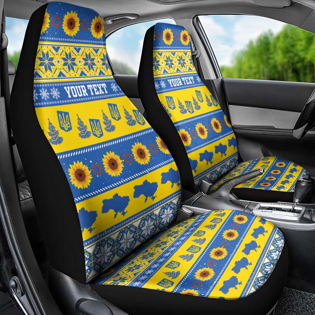 Ukraine Christmas Car Seat Cover Tryzub With Map Folk Pattern - Wonder Print Shop