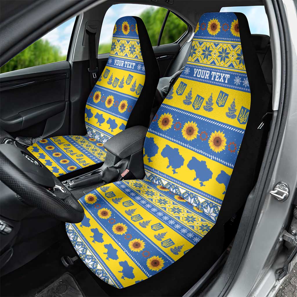 Ukraine Christmas Car Seat Cover Tryzub With Map Folk Pattern - Wonder Print Shop