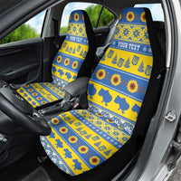 Ukraine Christmas Car Seat Cover Tryzub With Map Folk Pattern - Wonder Print Shop