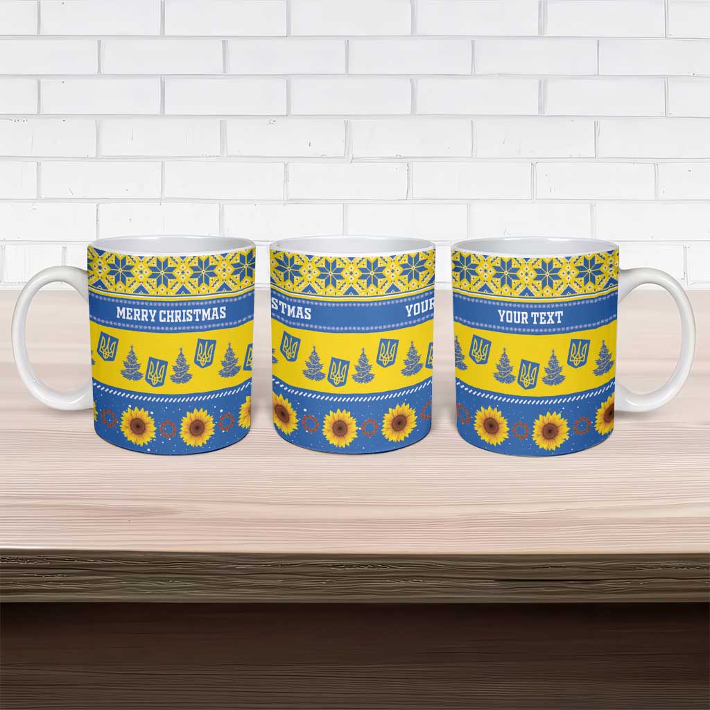 Personalised Ukraine Christmas Ceramic Mug Tryzub With Map Folk Pattern - Wonder Print Shop