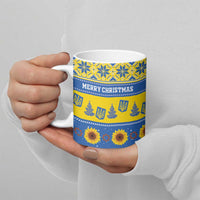 Personalised Ukraine Christmas Ceramic Mug Tryzub With Map Folk Pattern - Wonder Print Shop