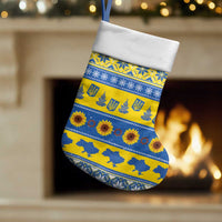 Ukraine Christmas Stocking Tryzub With Map Folk Pattern - Wonder Print Shop