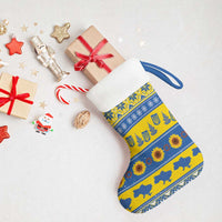 Ukraine Christmas Stocking Tryzub With Map Folk Pattern - Wonder Print Shop