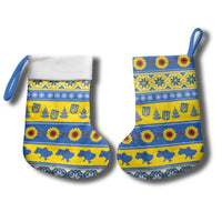 Ukraine Christmas Stocking Tryzub With Map Folk Pattern - Wonder Print Shop