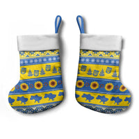 Ukraine Christmas Stocking Tryzub With Map Folk Pattern - Wonder Print Shop
