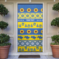 Personalised Ukraine Christmas Door Cover Tryzub With Map Folk Pattern - Wonder Print Shop
