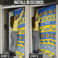 Personalised Ukraine Christmas Door Cover Tryzub With Map Folk Pattern - Wonder Print Shop