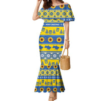 Personalised Ukraine Christmas Family Matching Mermaid Dress and Hawaiian Shirt Tryzub With Map Folk Pattern - Wonder Print Shop