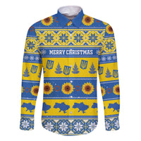 Personalised Ukraine Christmas Family Matching Off The Shoulder Long Sleeve Dress and Hawaiian Shirt Tryzub With Map Folk Pattern - Wonder Print Shop