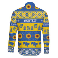 Personalised Ukraine Christmas Family Matching Off The Shoulder Long Sleeve Dress and Hawaiian Shirt Tryzub With Map Folk Pattern - Wonder Print Shop