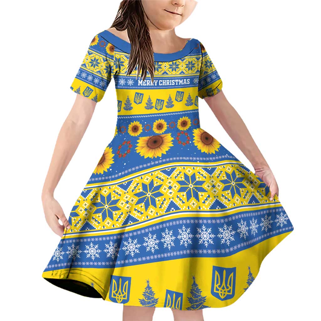 Personalised Ukraine Christmas Family Matching Off Shoulder Short Dress and Hawaiian Shirt Tryzub With Map Folk Pattern - Wonder Print Shop