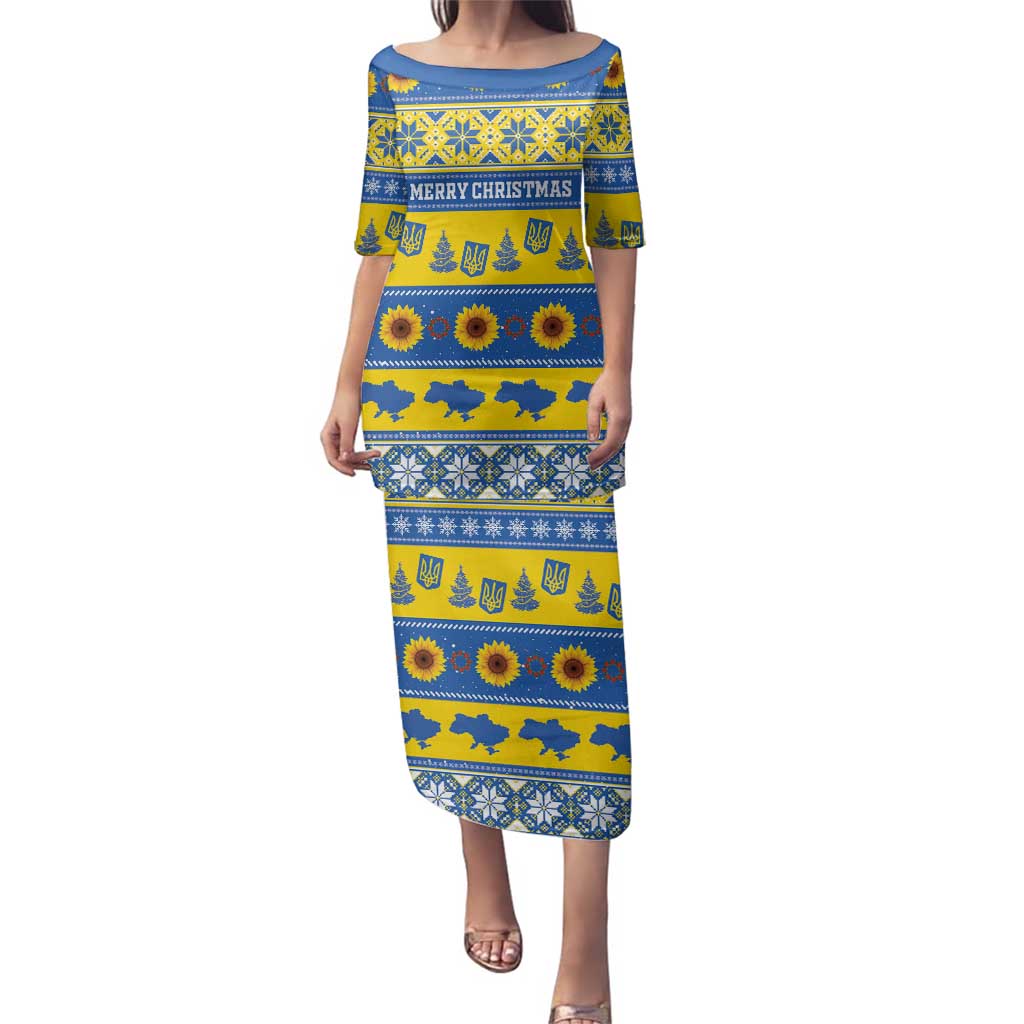 Personalised Ukraine Christmas Family Matching Puletasi and Hawaiian Shirt Tryzub With Map Folk Pattern - Wonder Print Shop