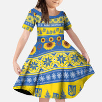 Personalised Ukraine Christmas Family Matching Short Sleeve Bodycon Dress and Hawaiian Shirt Tryzub With Map Folk Pattern - Wonder Print Shop