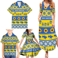 Personalised Ukraine Christmas Family Matching Summer Maxi Dress and Hawaiian Shirt Tryzub With Map Folk Pattern - Wonder Print Shop