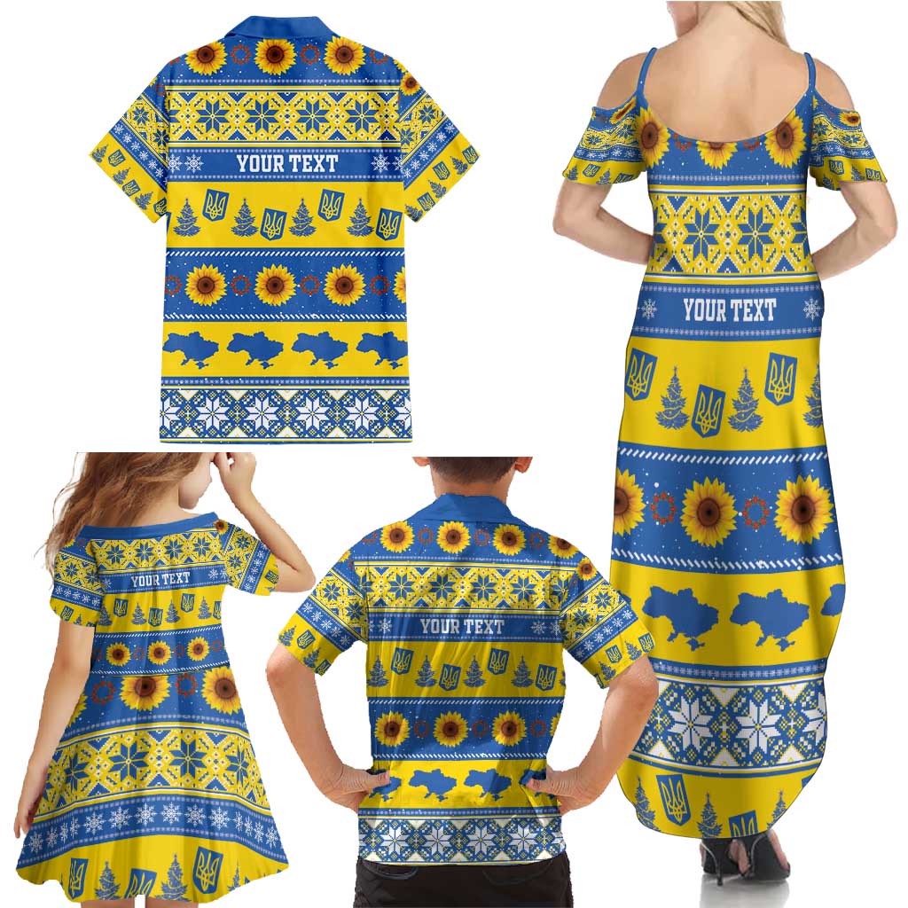 Personalised Ukraine Christmas Family Matching Summer Maxi Dress and Hawaiian Shirt Tryzub With Map Folk Pattern - Wonder Print Shop