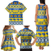 Personalised Ukraine Christmas Family Matching Tank Maxi Dress and Hawaiian Shirt Tryzub With Map Folk Pattern - Wonder Print Shop