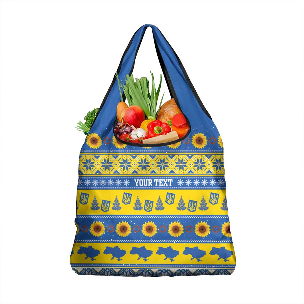 Ukraine Christmas Grocery Bag Tryzub With Map Folk Pattern - Wonder Print Shop