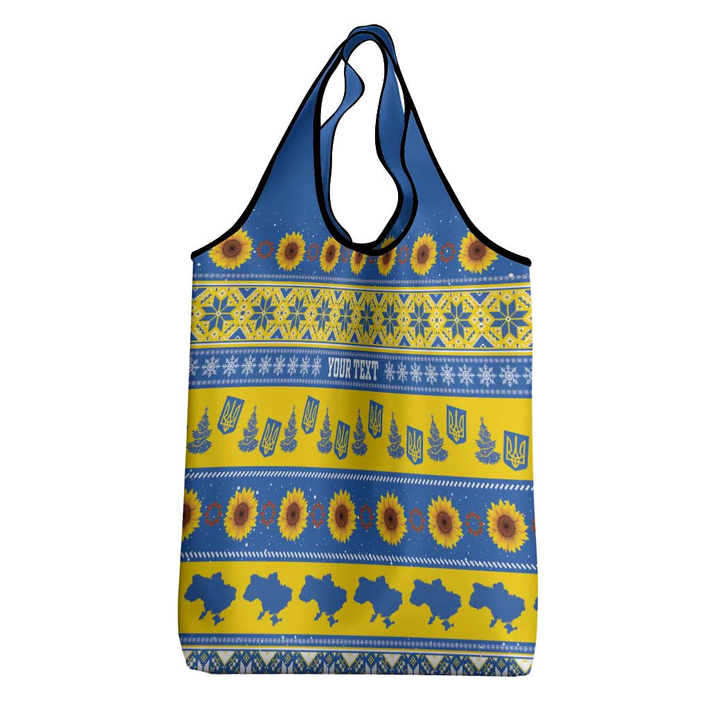 Ukraine Christmas Grocery Bag Tryzub With Map Folk Pattern - Wonder Print Shop