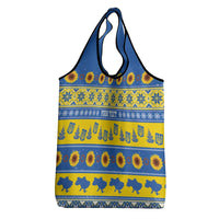 Ukraine Christmas Grocery Bag Tryzub With Map Folk Pattern - Wonder Print Shop