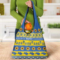 Ukraine Christmas Grocery Bag Tryzub With Map Folk Pattern - Wonder Print Shop