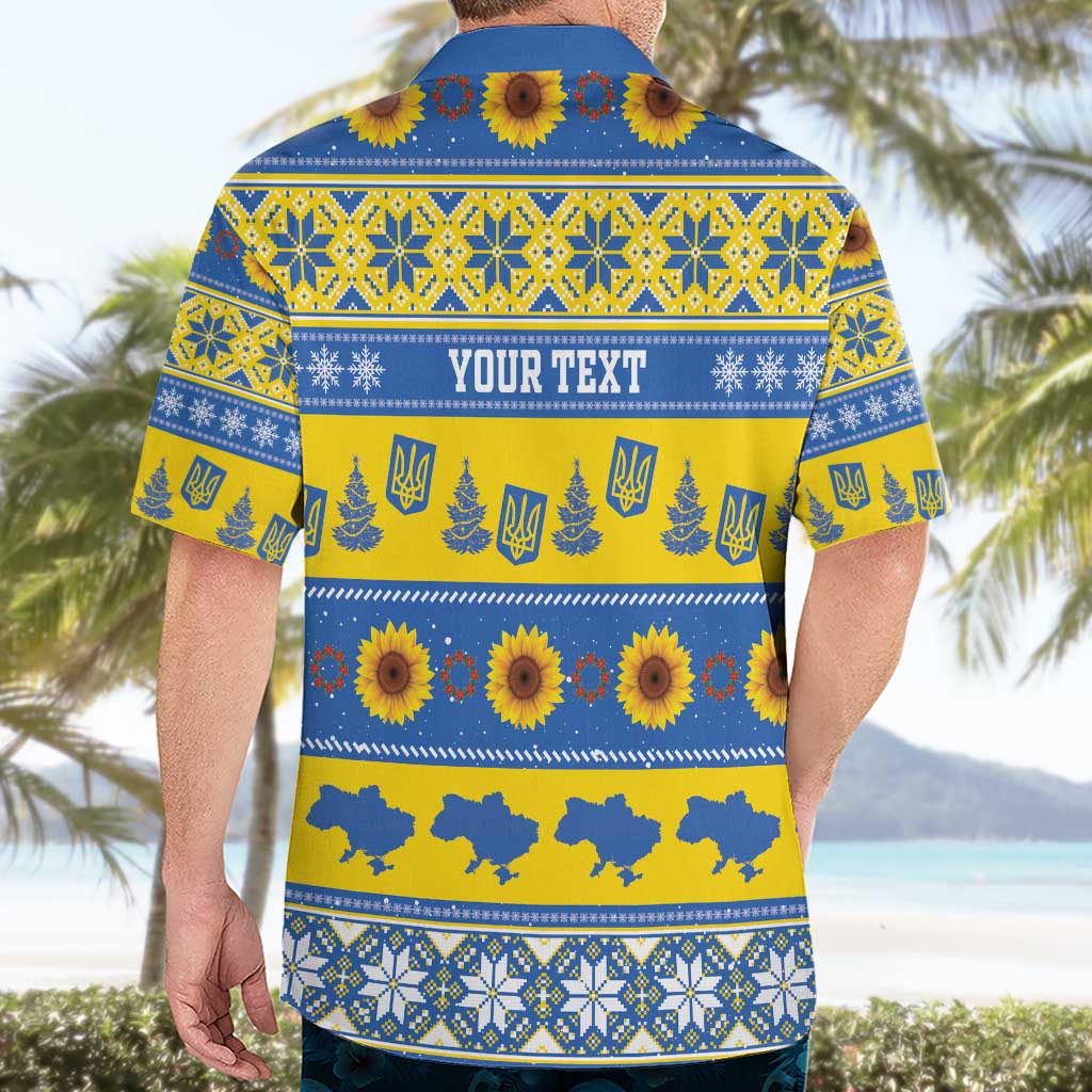 Personalised Ukraine Christmas Hawaiian Shirt Tryzub With Map Folk Pattern - Wonder Print Shop