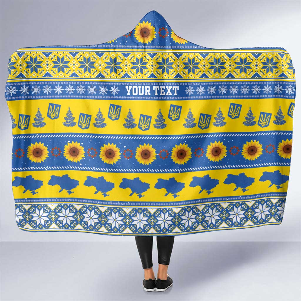 Ukraine Christmas Hooded Blanket Tryzub With Map Folk Pattern - Wonder Print Shop