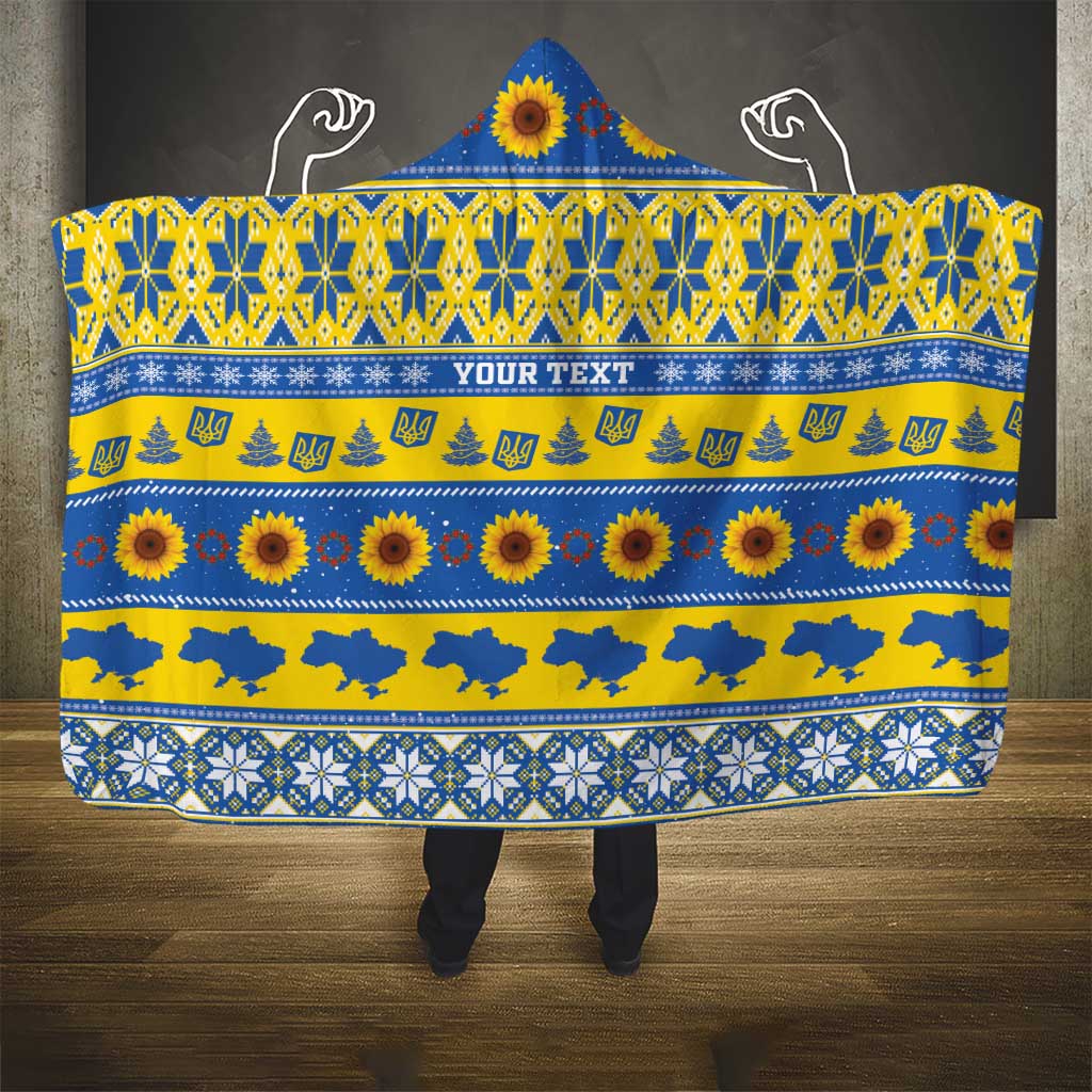 Ukraine Christmas Hooded Blanket Tryzub With Map Folk Pattern - Wonder Print Shop
