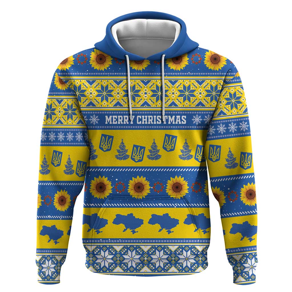 Personalised Ukraine Christmas Hoodie Tryzub With Map Folk Pattern - Wonder Print Shop