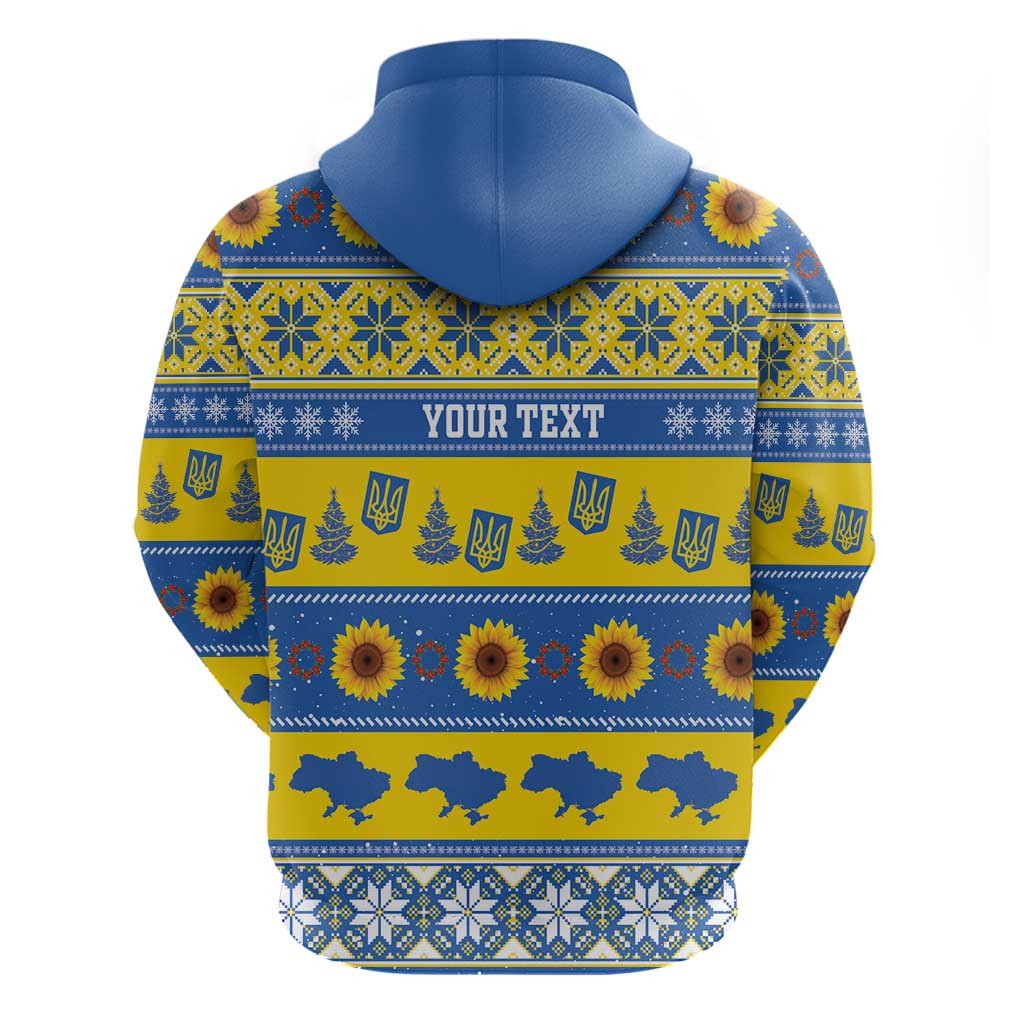 Personalised Ukraine Christmas Hoodie Tryzub With Map Folk Pattern - Wonder Print Shop