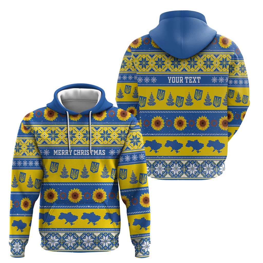 Personalised Ukraine Christmas Hoodie Tryzub With Map Folk Pattern - Wonder Print Shop