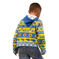 Personalised Ukraine Christmas Kid Hoodie Tryzub With Map Folk Pattern - Wonder Print Shop