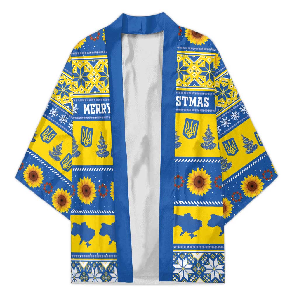 Personalised Ukraine Christmas Kimono Tryzub With Map Folk Pattern - Wonder Print Shop