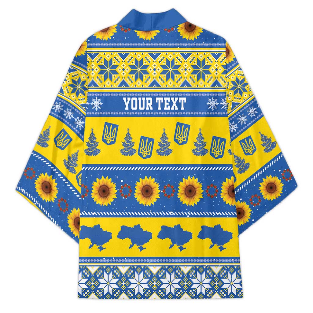 Personalised Ukraine Christmas Kimono Tryzub With Map Folk Pattern - Wonder Print Shop