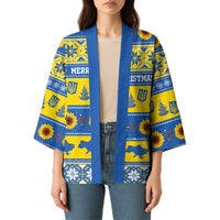 Personalised Ukraine Christmas Kimono Tryzub With Map Folk Pattern - Wonder Print Shop